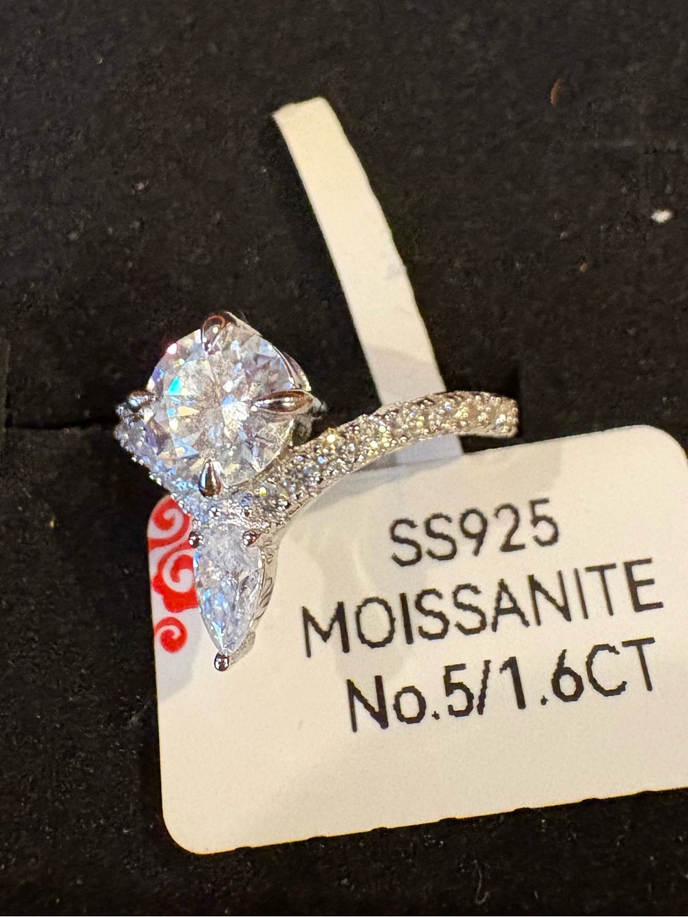 Sterling Silver Moissanite Ring 1.6 Carat Size 5